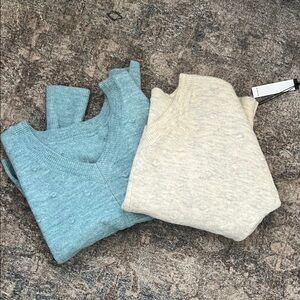William Rast Blue and Cream V-Neck Sweater Set